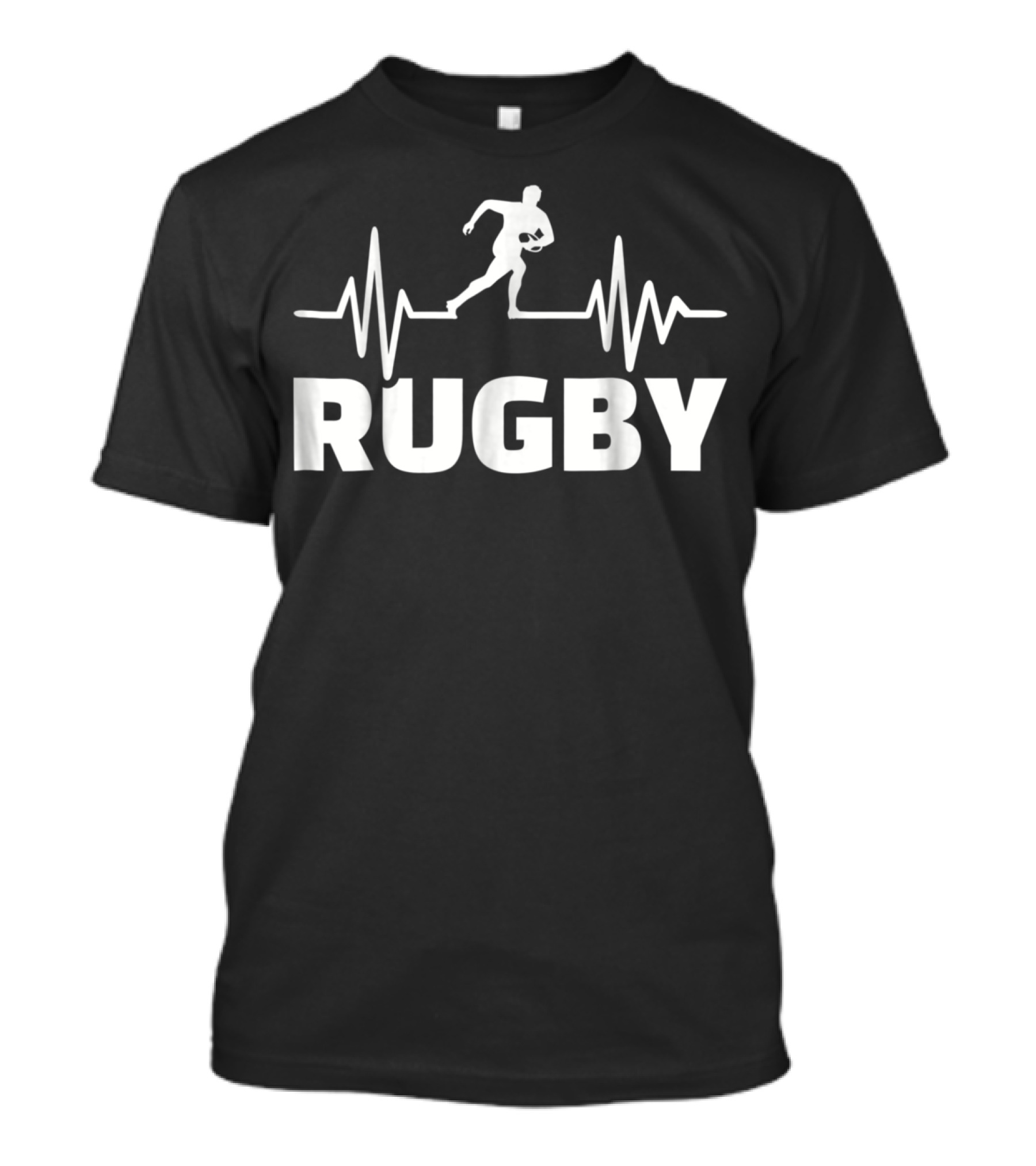 Rugby Player With Heartbeat Line Frequency T-Shirt