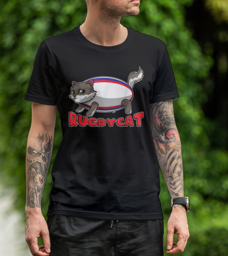 Rugbycat Cute Cat Rugby Ball Rugger Animal Fun T-Shirt