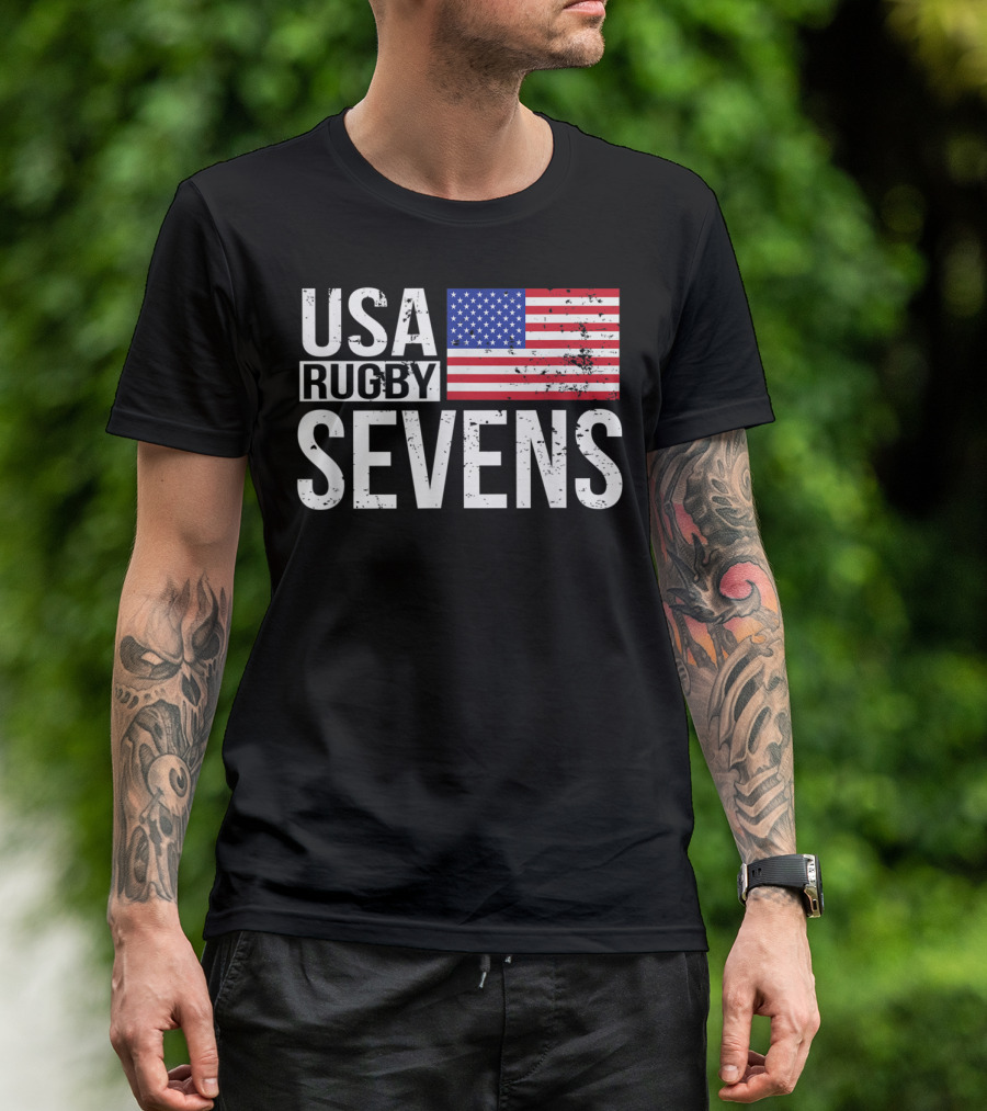 USA Rugby Sevens Proud American Fans With Flag T-Shirt