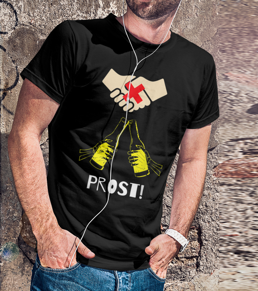 Wash Your Damn Hands No Handshake Cheers Prost Bottles Clinking T-Shirt