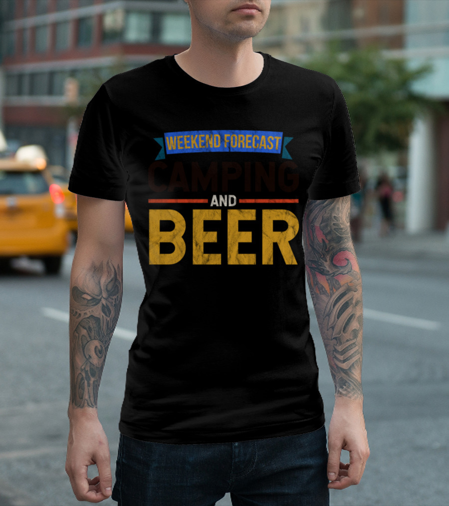 Weekend Forecast Camping and Beer T-Shirt