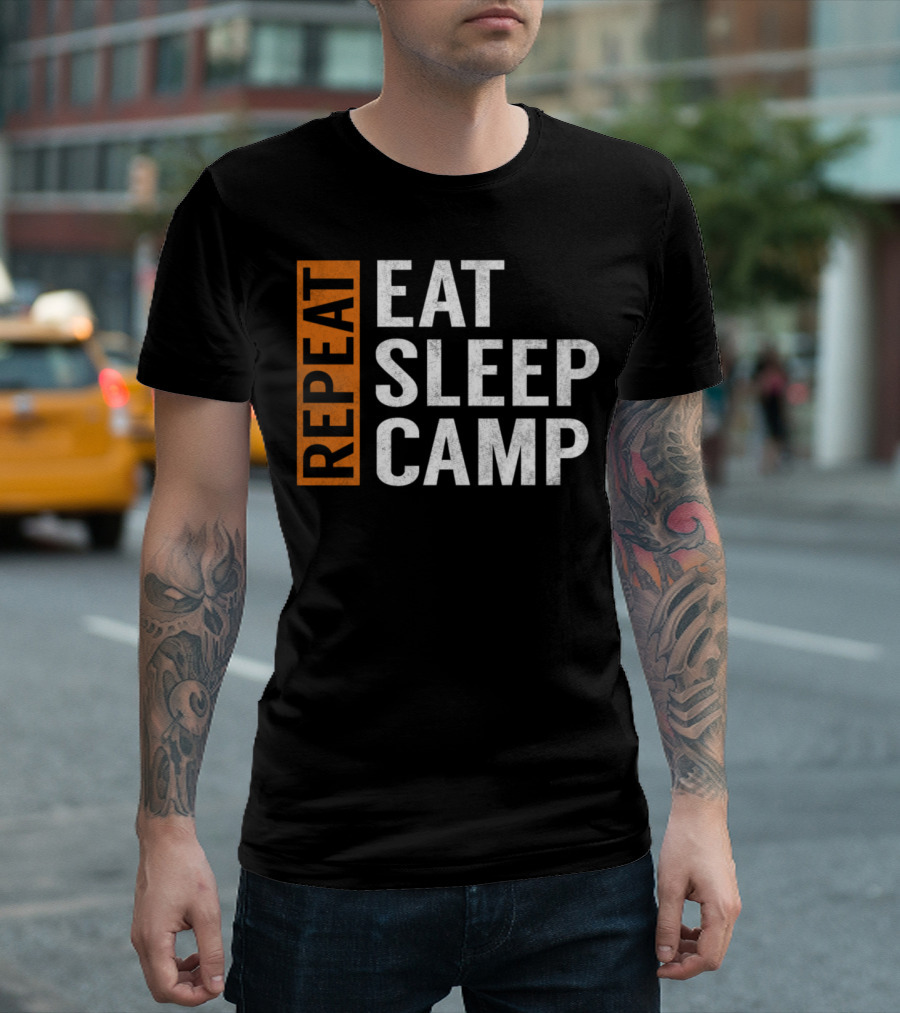 Eat Sleep Camp Repeat Funny Camper Camping Adventure T-Shirt