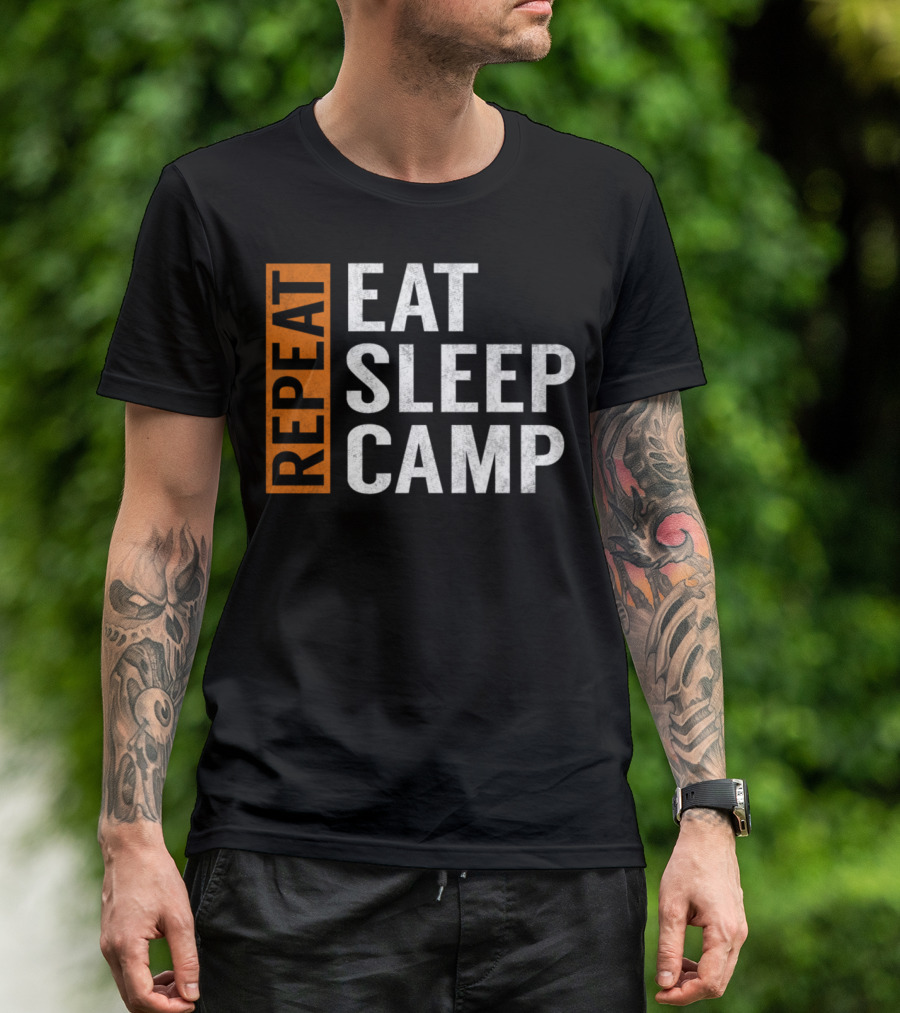 Eat Sleep Camp Repeat Funny Camper Camping Adventure T-Shirt