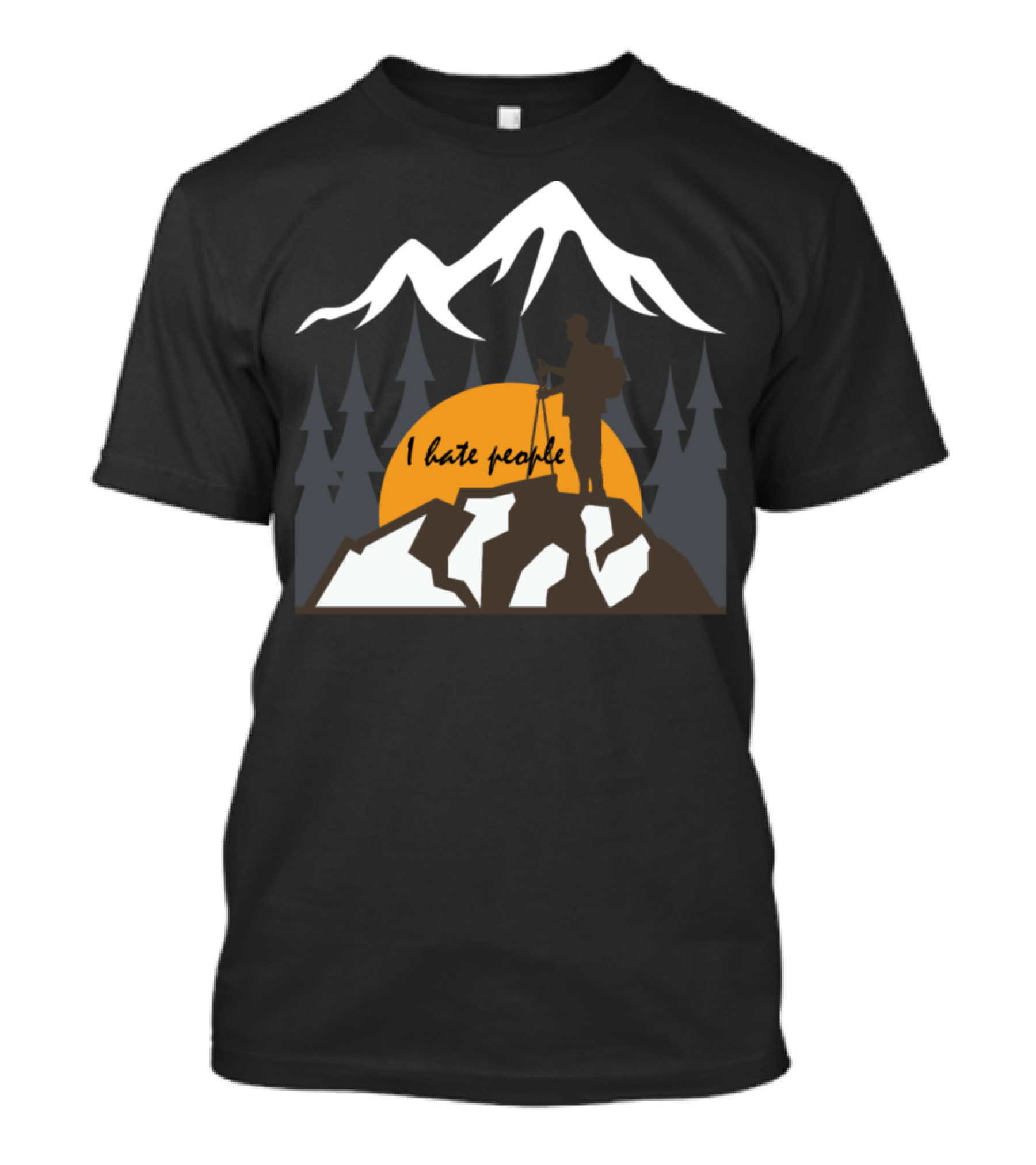 I Hate People Backpacking Mountain Sunset T-Shirt
