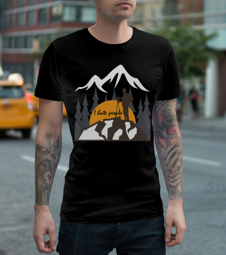 I Hate People Backpacking Mountain Sunset T-Shirt