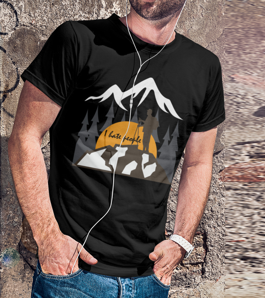 I Hate People Backpacking Mountain Sunset T-Shirt