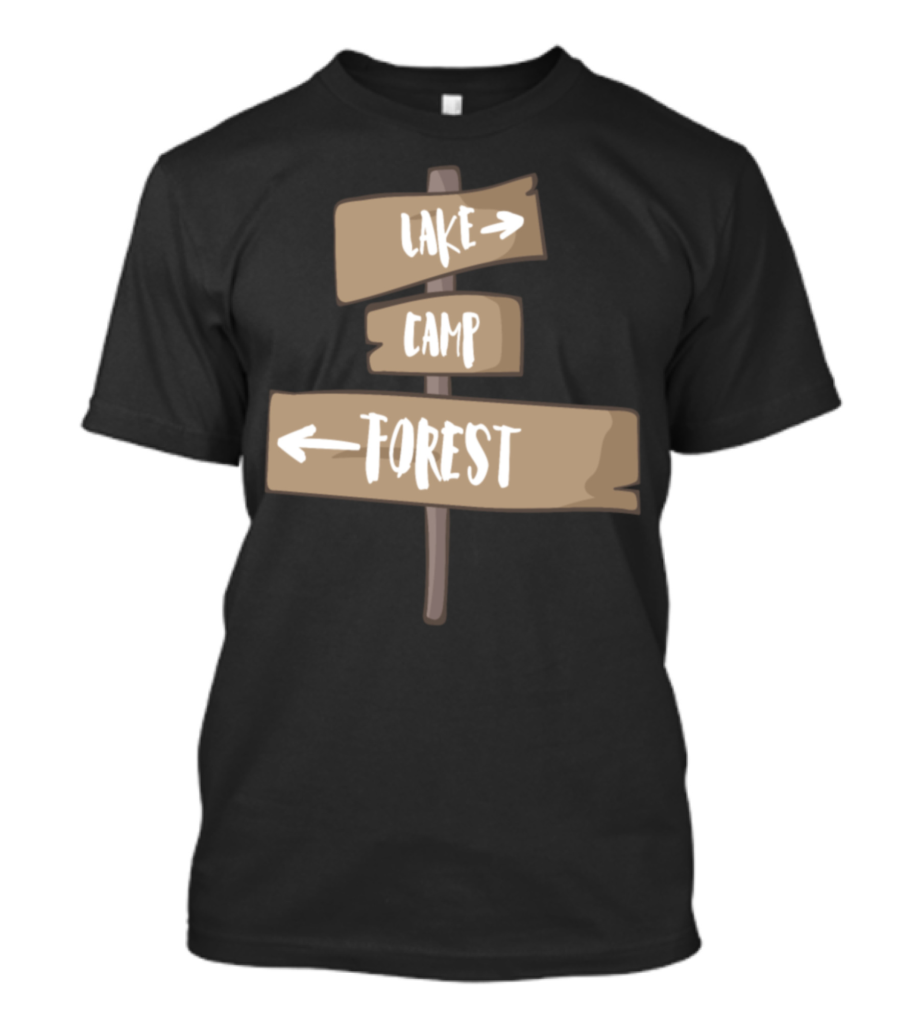 Lake Camp Forest Signpost Adventure Directions T-Shirt