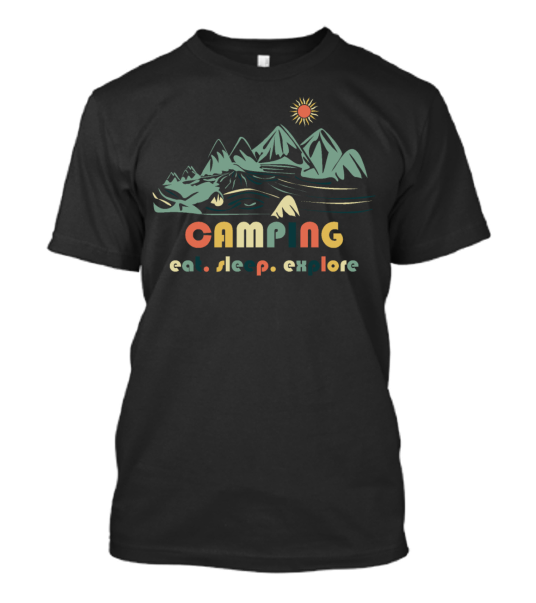 Camping Eat Sleep Explore Mountains Sun Simple Life T-Shirt