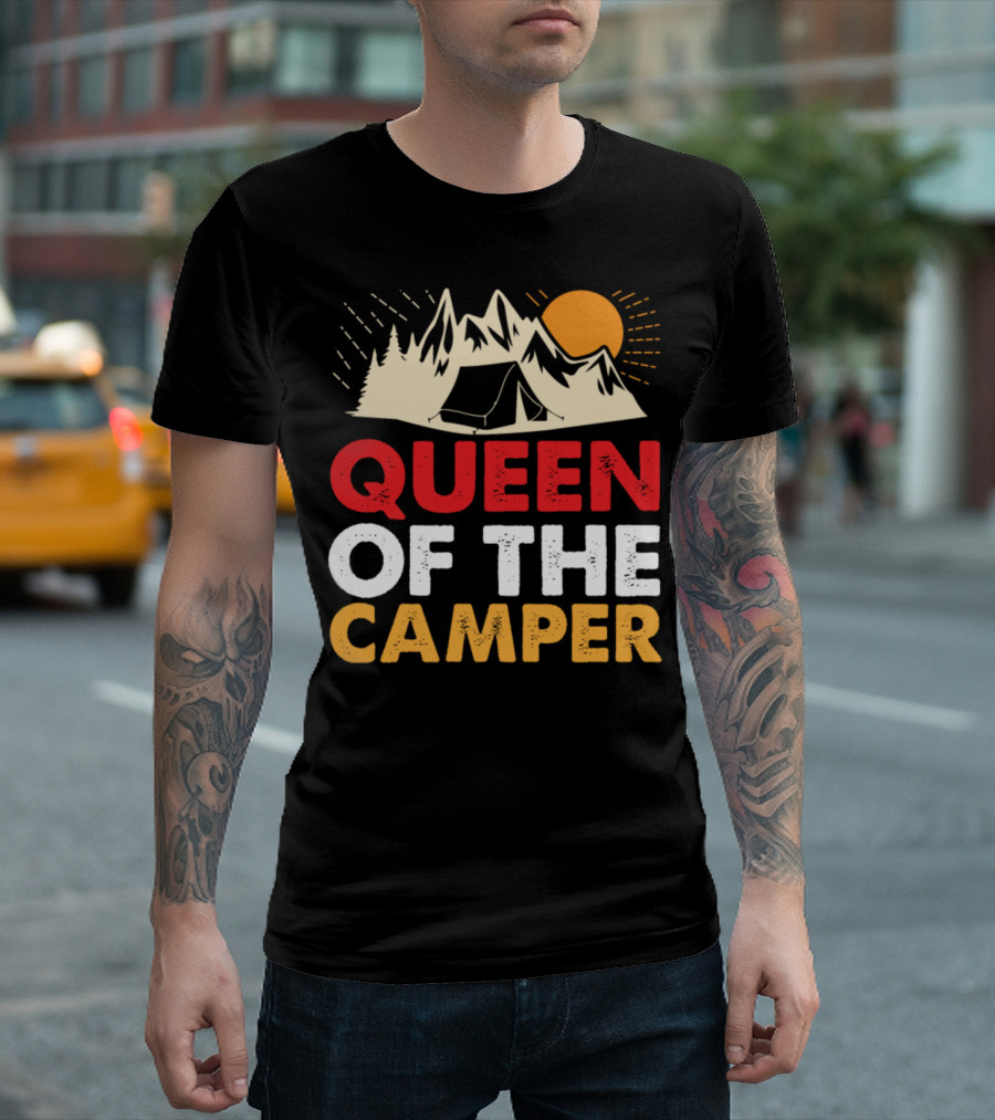Queen Of The Camper Tent Mountain Sun T-Shirt