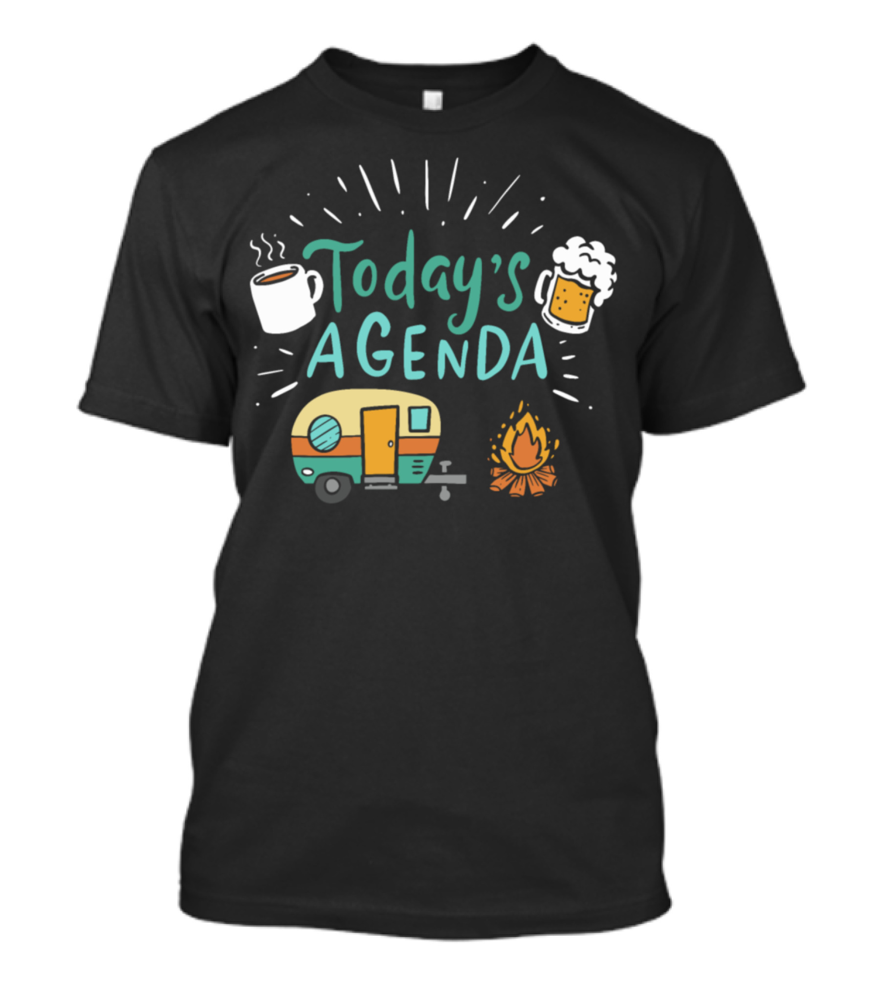 Today's Agenda Van Camping Car Camping Funny Tent RV T-Shirt