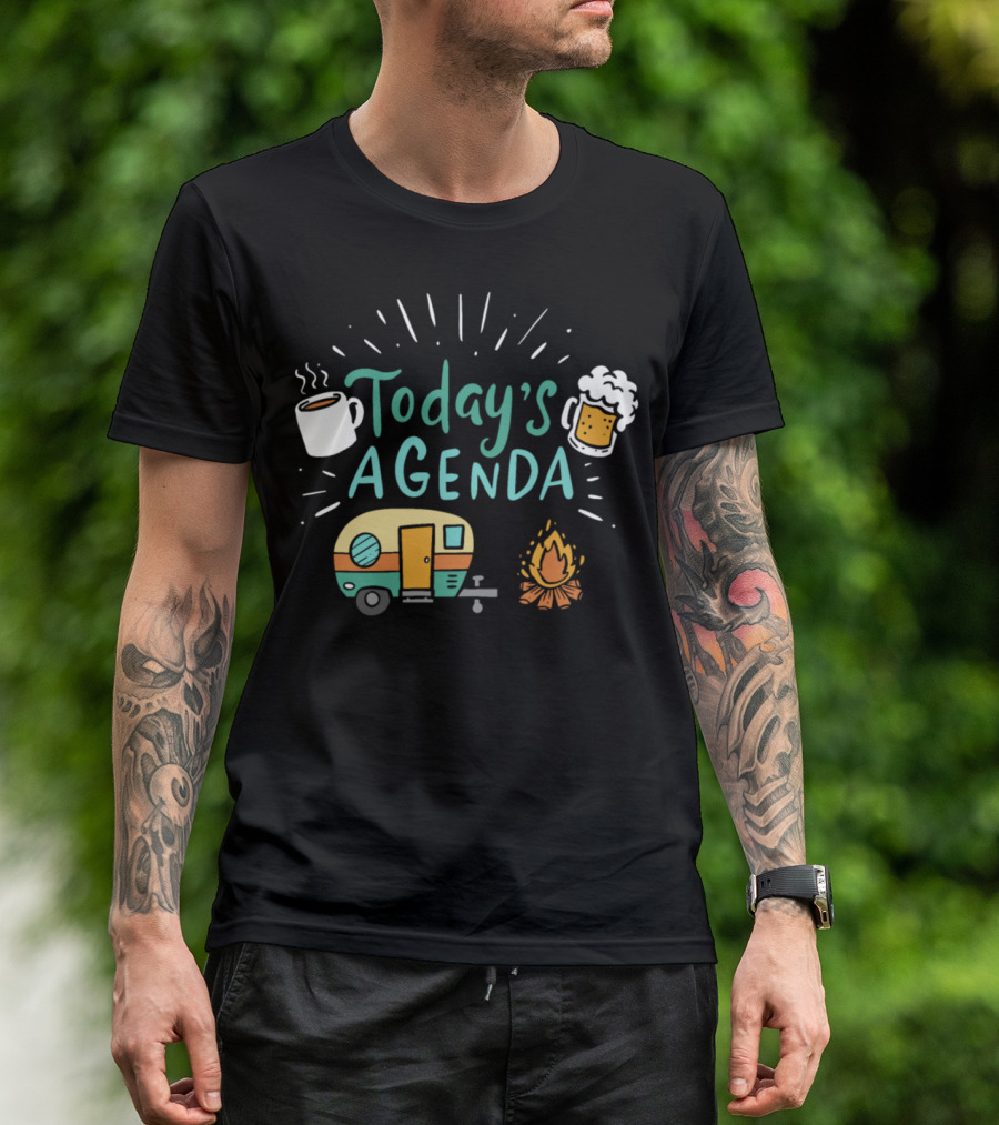 Today's Agenda Van Camping Car Camping Funny Tent RV T-Shirt