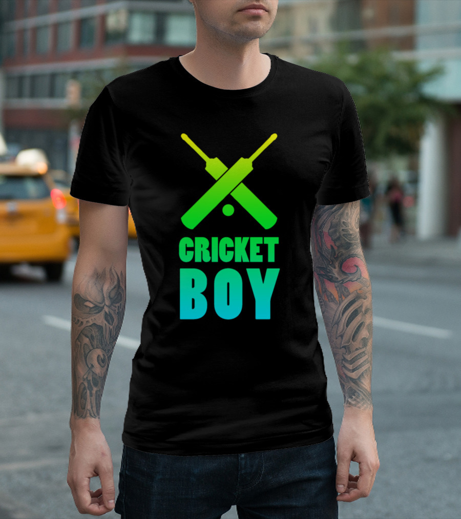 Cricket Boy Crossed Bats T-Shirt