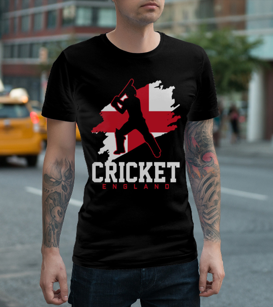 Cricket England Silhouette With St George's Cross T-Shirt