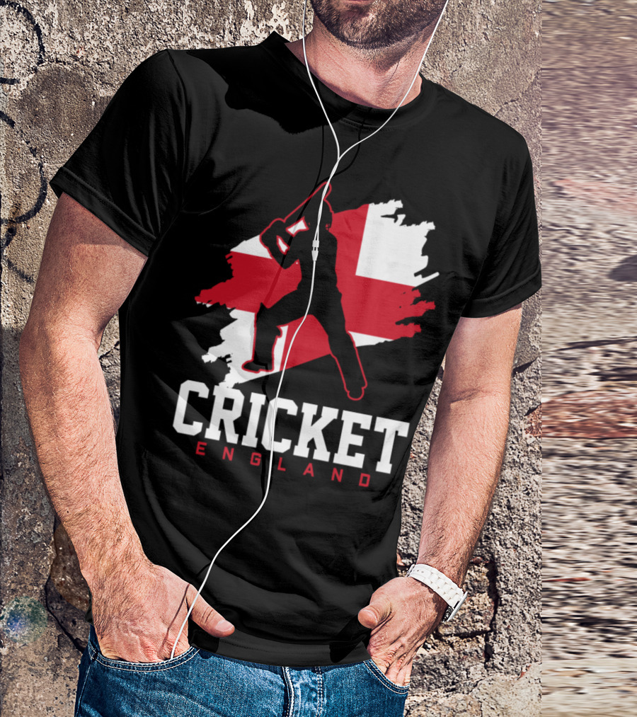 Cricket England Silhouette With St George's Cross T-Shirt