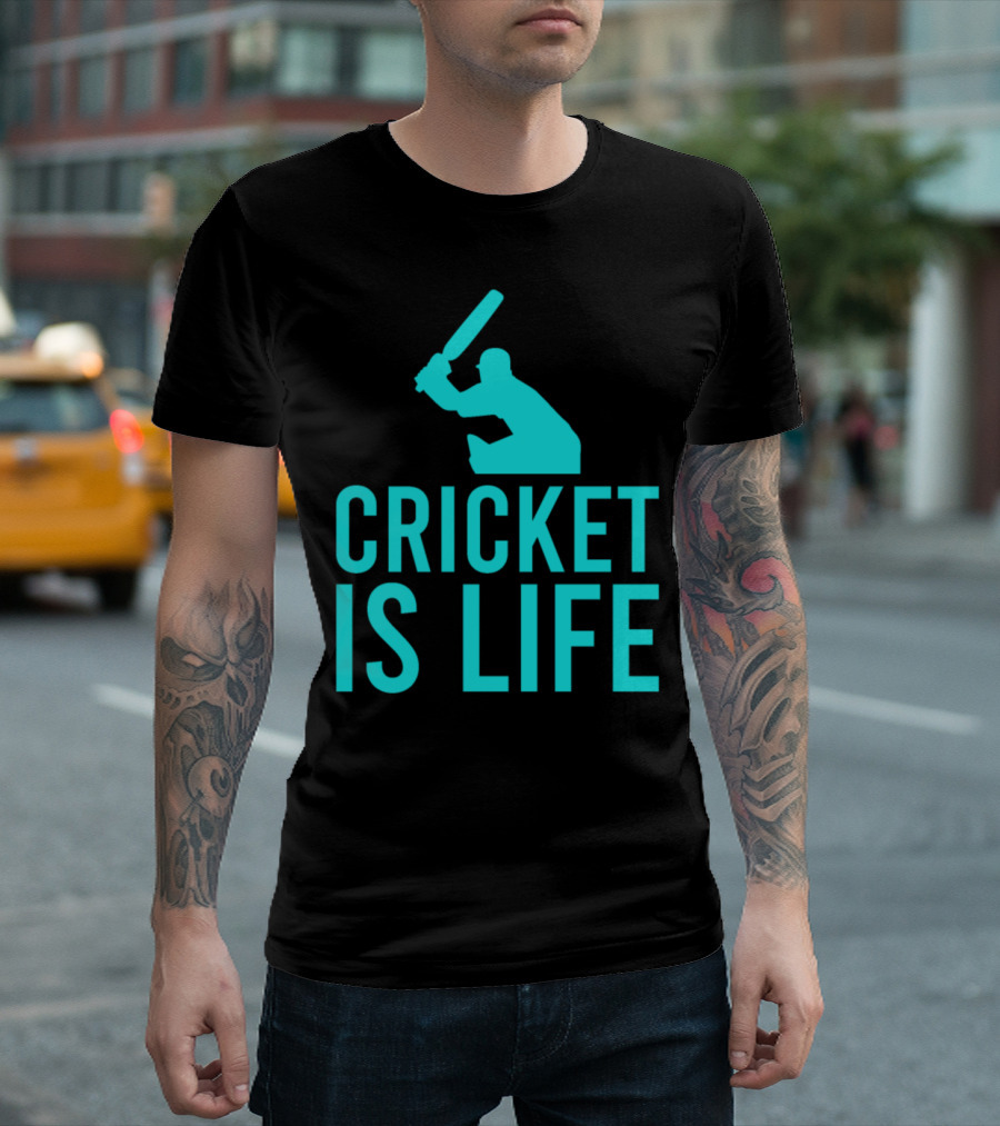 Cricket Is Life Cricket Fan Silhouette Batter T-Shirt