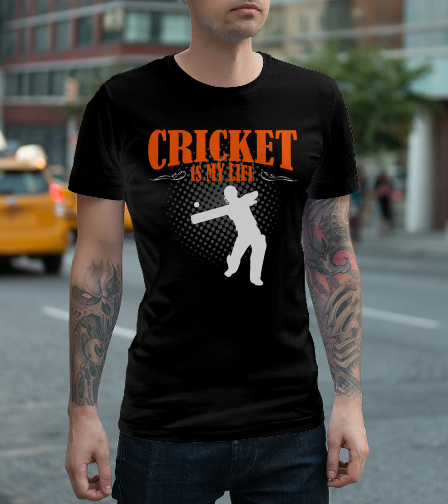 Cricket Is My Life with Batsman T-Shirt