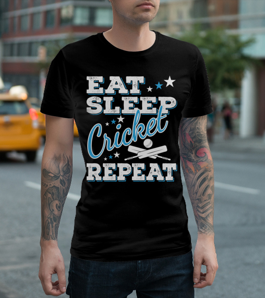 Eat Sleep Cricket Repeat Fun Quotes Players Teams T-Shirt