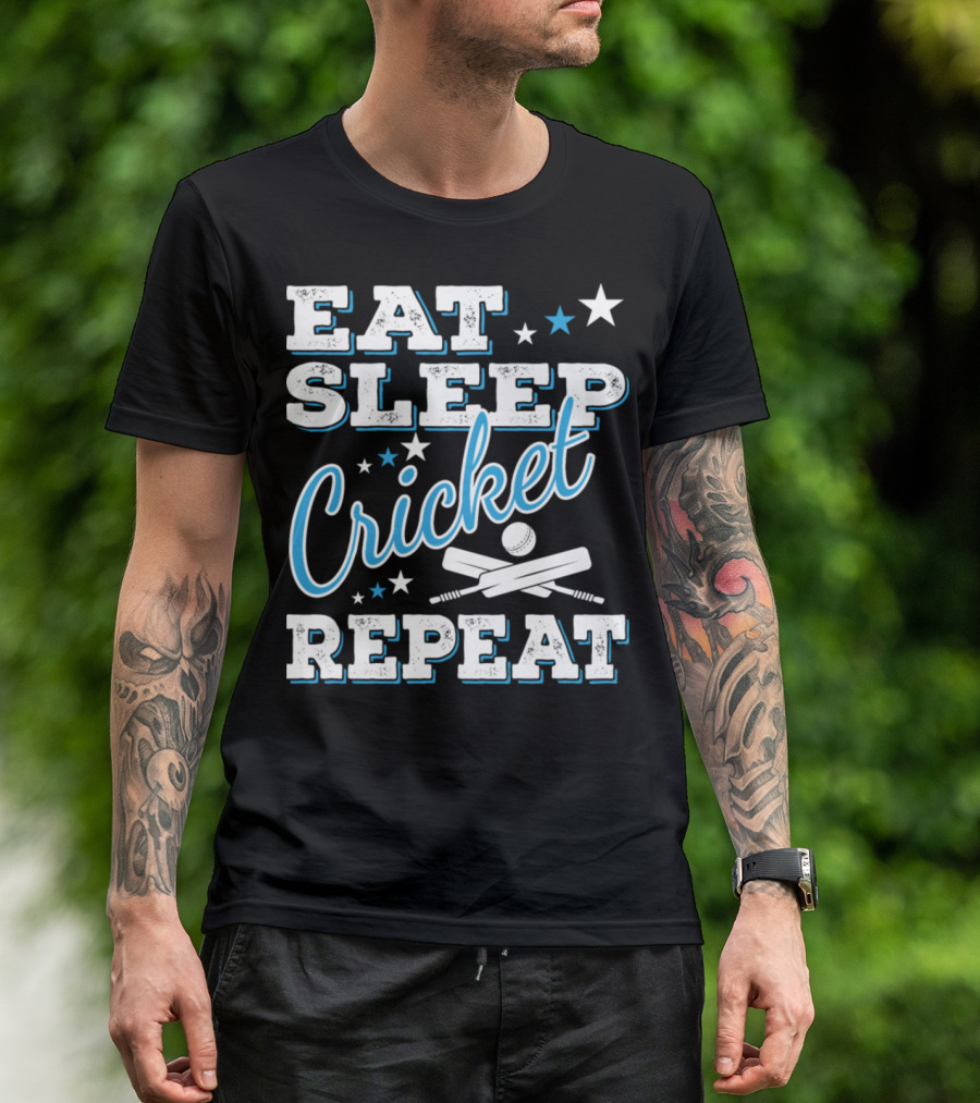 Eat Sleep Cricket Repeat Fun Quotes Players Teams T-Shirt