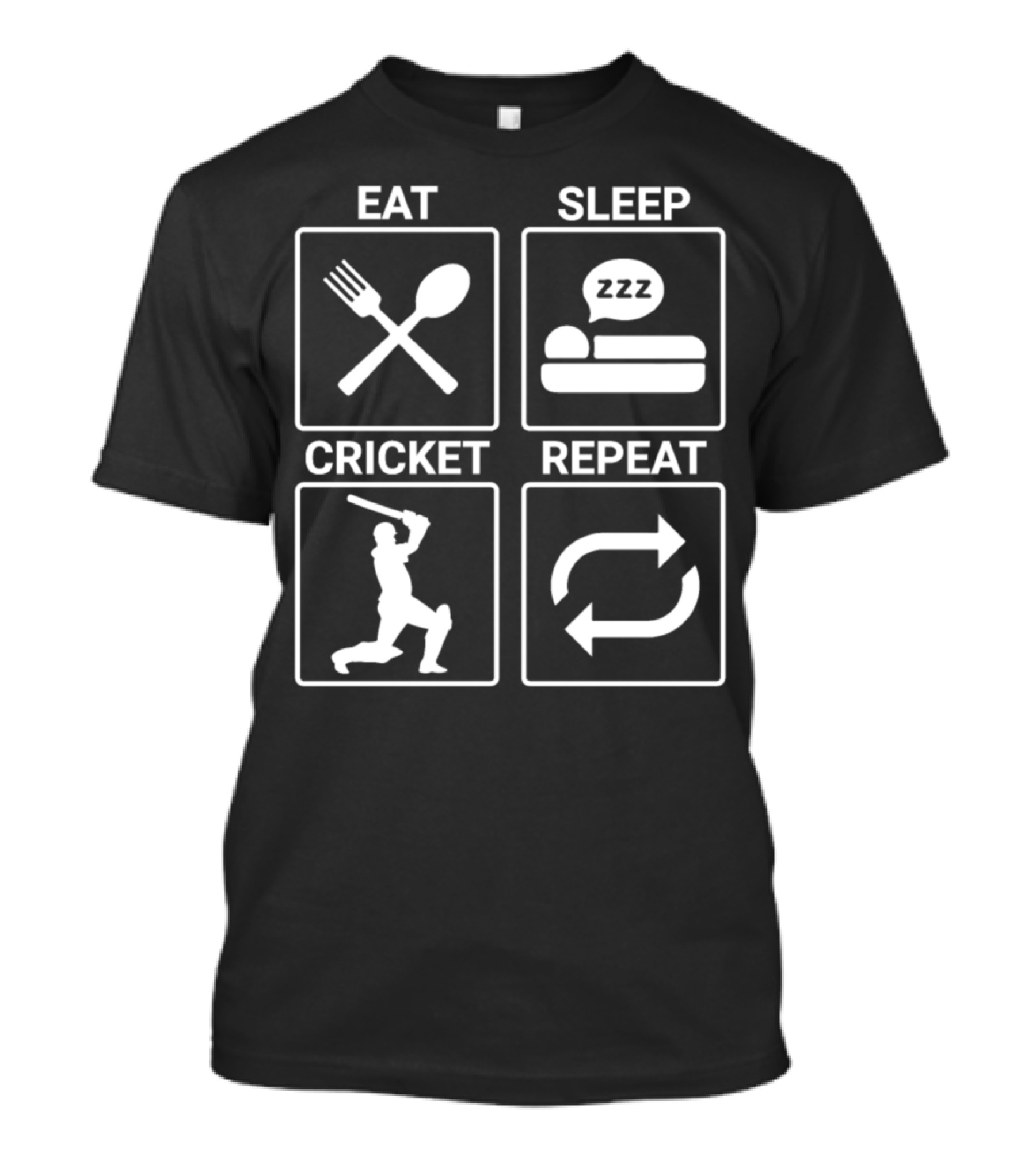Eat Sleep Cricket Repeat Zzz Sports Fork Spoon T-Shirt