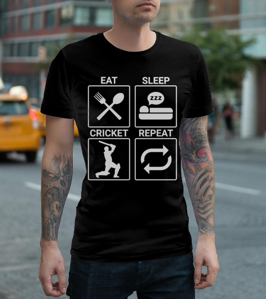 Eat Sleep Cricket Repeat Zzz Sports Fork Spoon T-Shirt