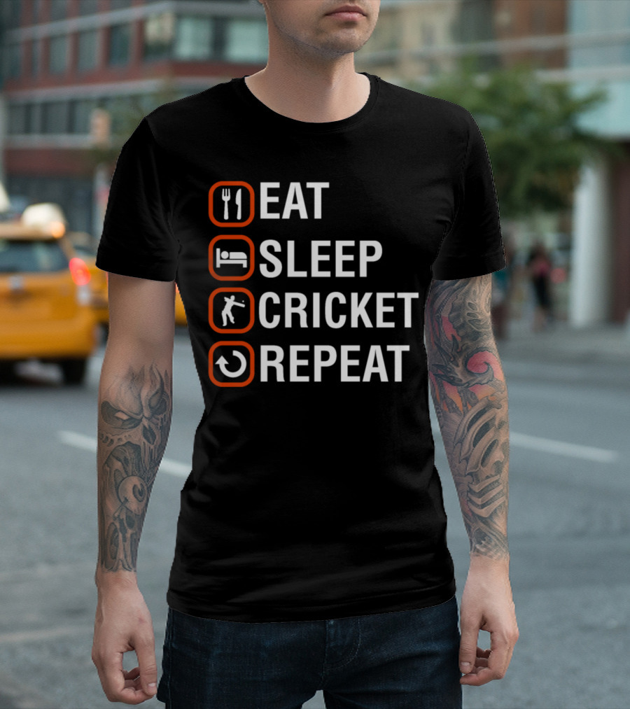 Eat Sleep Cricket Repeat Funny Xmas Present T-Shirt