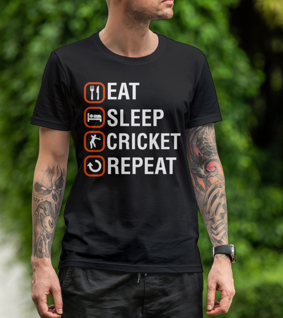 Eat Sleep Cricket Repeat Funny Xmas Present T-Shirt