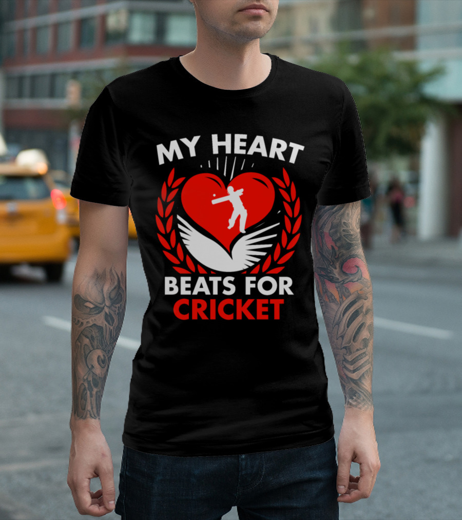 My Heart Beats For Cricket T-Shirt
