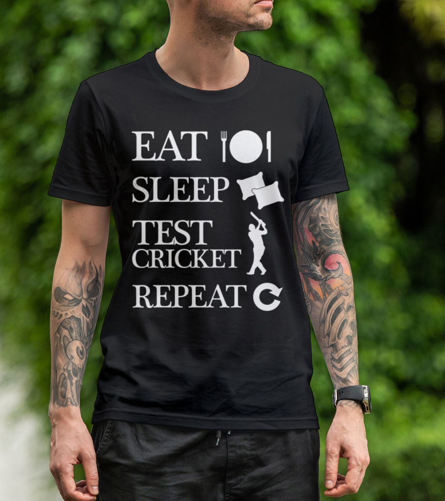 Eat Sleep Test Cricket Repeat Cricket Lifestyle Icons T-Shirt