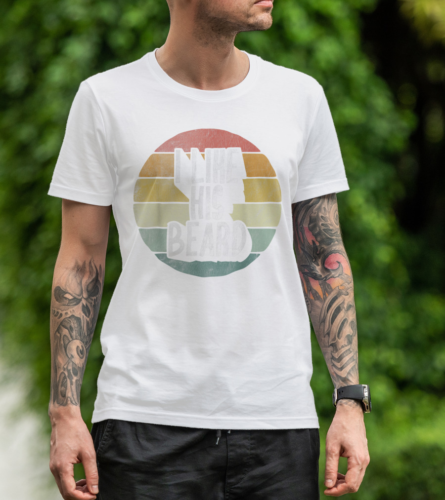 I Like His Beard Retro Style Matching Couple T-Shirt
