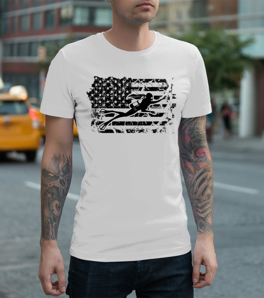American Flag Scuba Diver T-Shirt