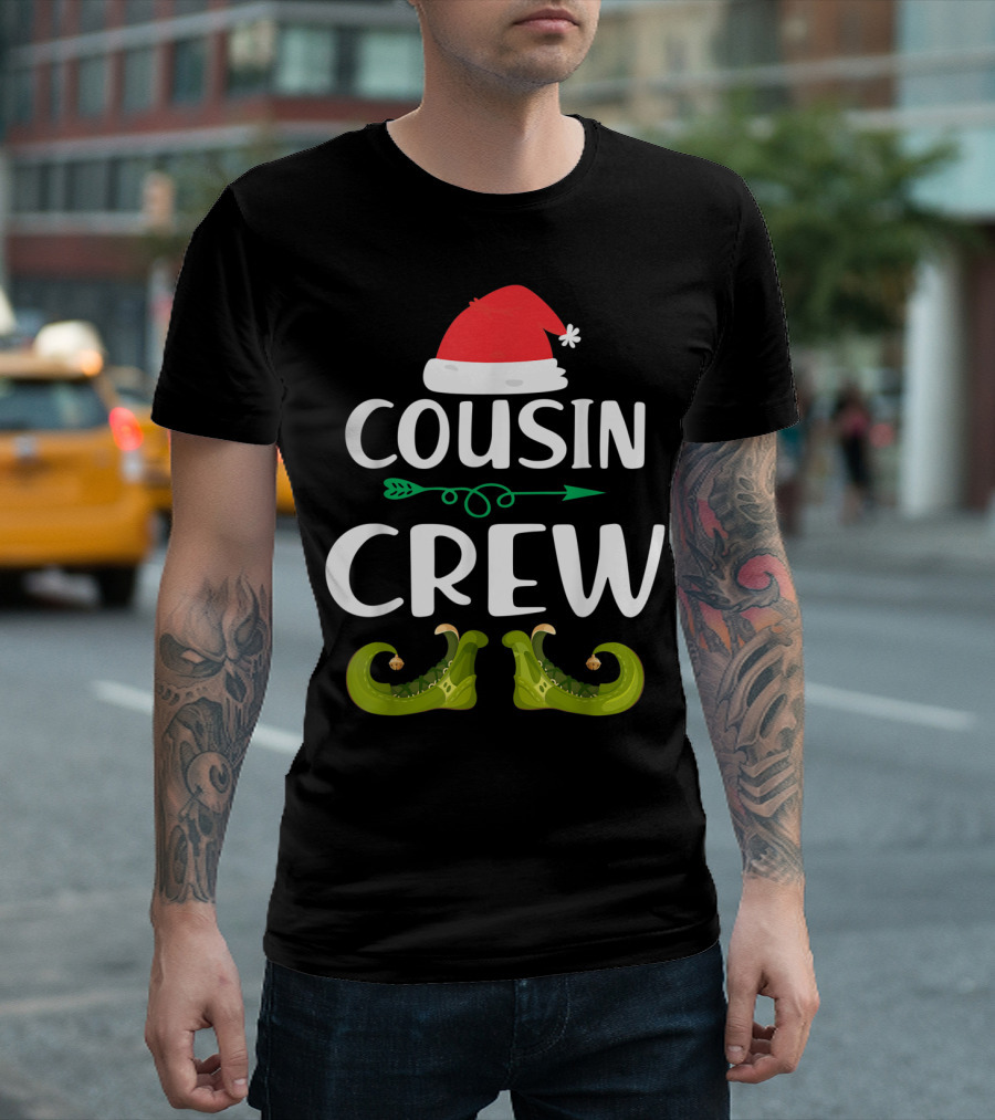 Cousin Crew Santa Hat Elf Shoes Family Holiday T-Shirt