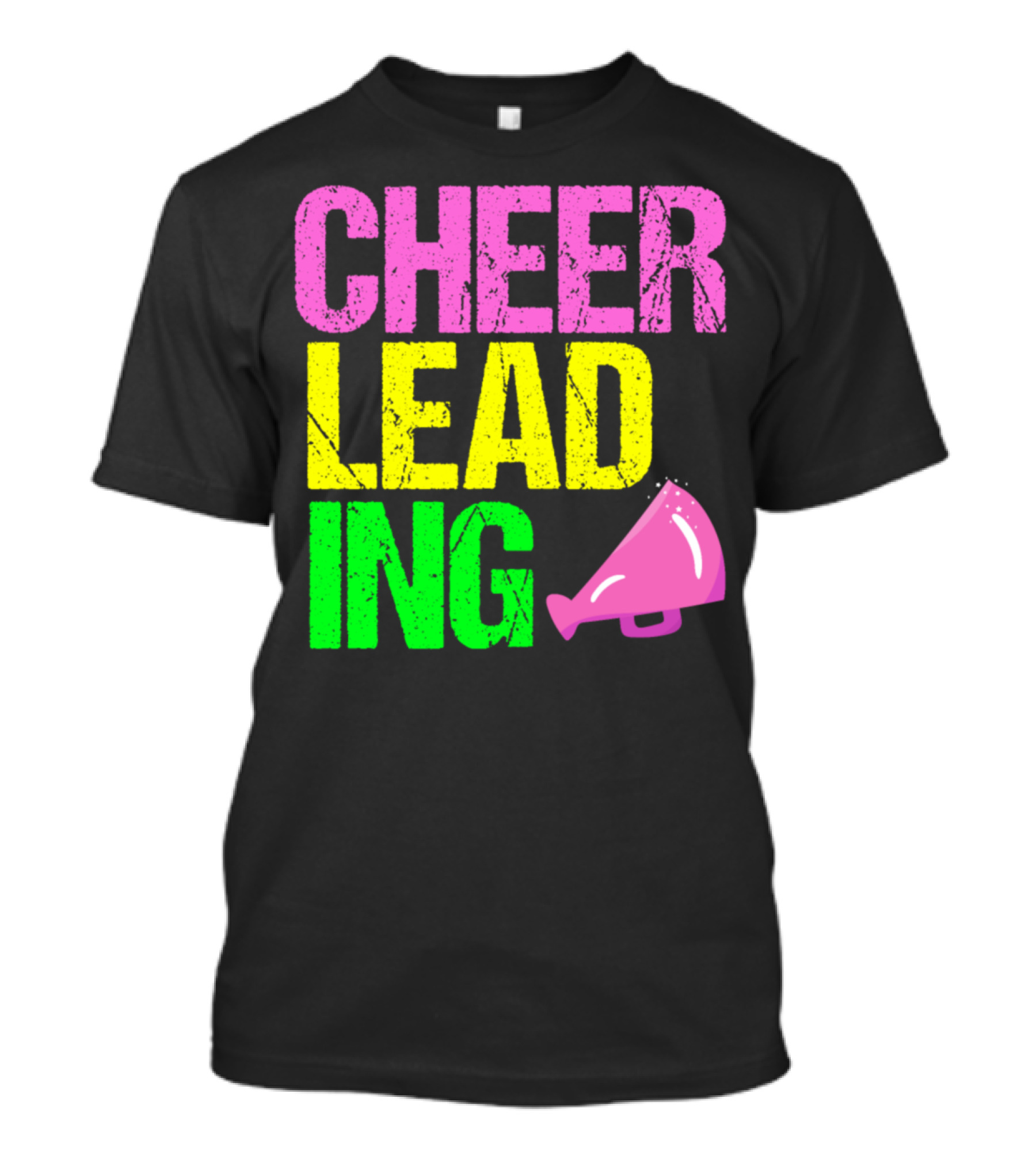 Cheerleading Neon Cheerleader Cool Pretty Megaphone T-Shirt