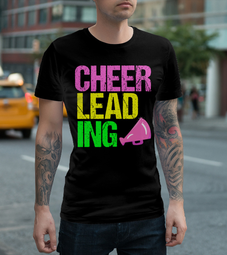 Cheerleading Neon Cheerleader Cool Pretty Megaphone T-Shirt