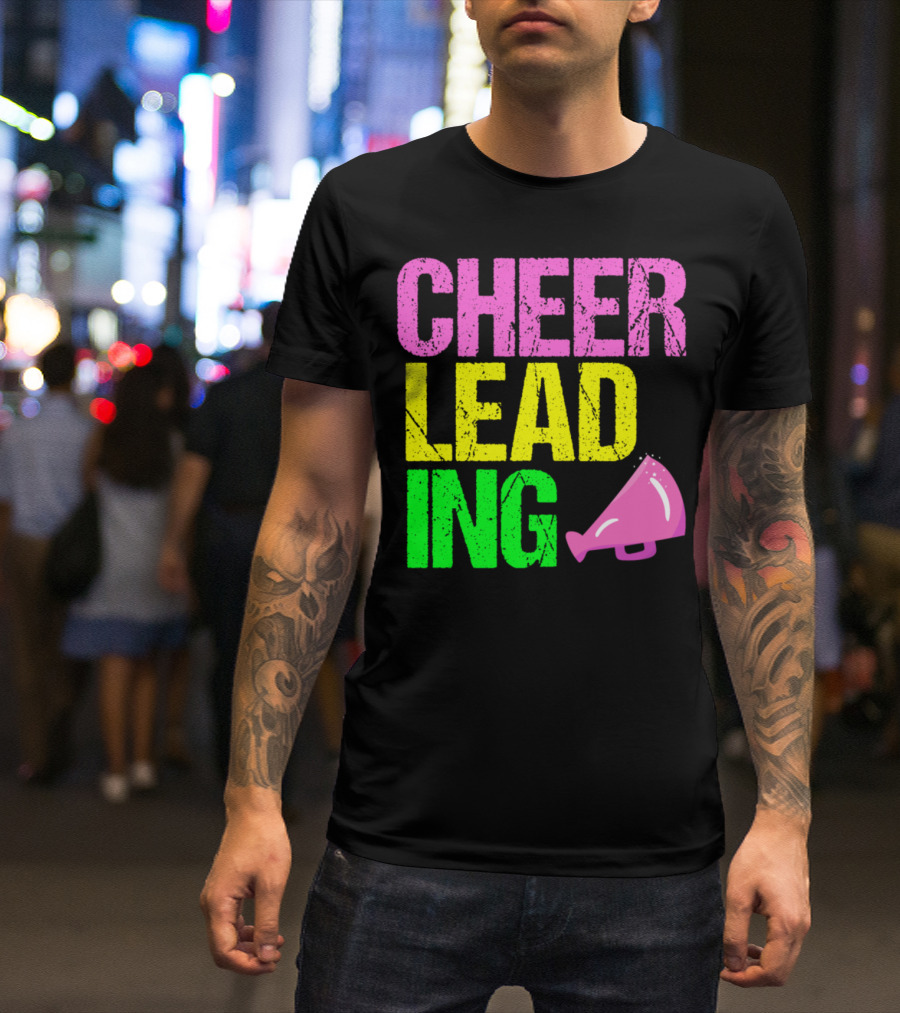 Cheerleading Neon Cheerleader Cool Pretty Megaphone T-Shirt