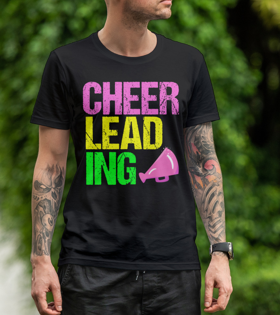 Cheerleading Neon Cheerleader Cool Pretty Megaphone T-Shirt
