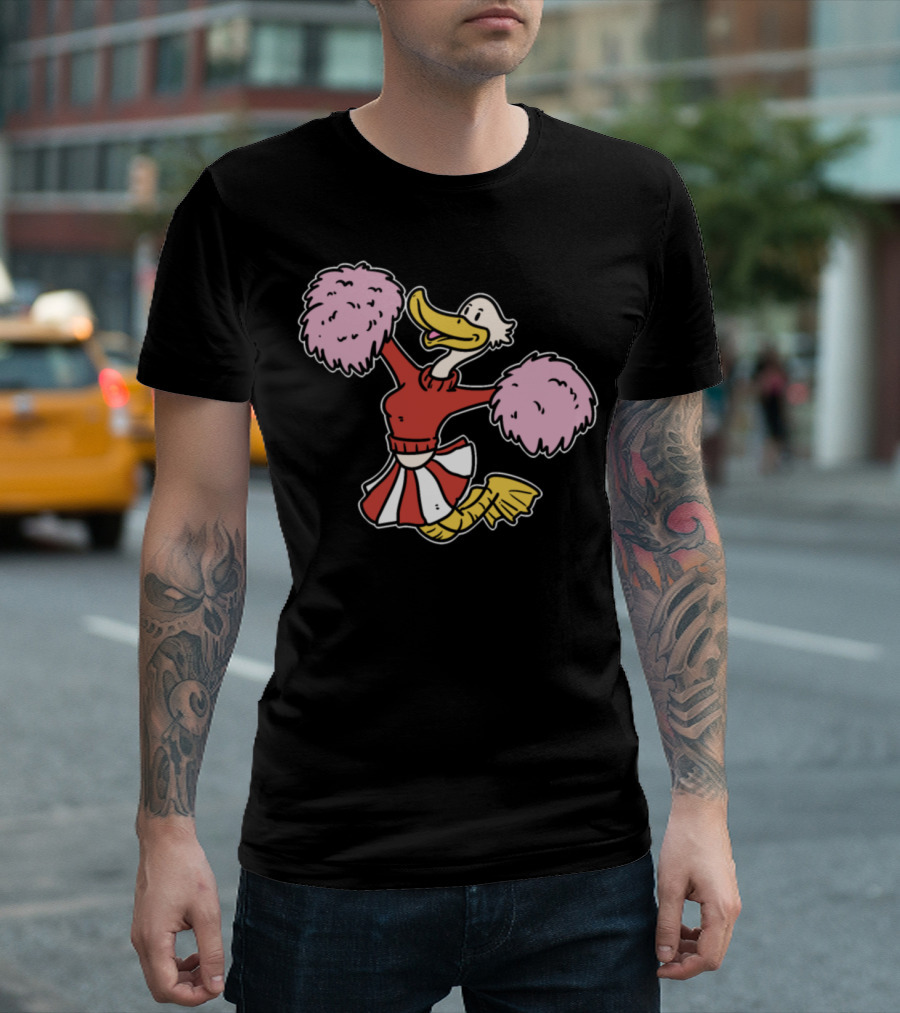 Cheerleading Duck Cartoon Pom-Poms Dance Football T-Shirt