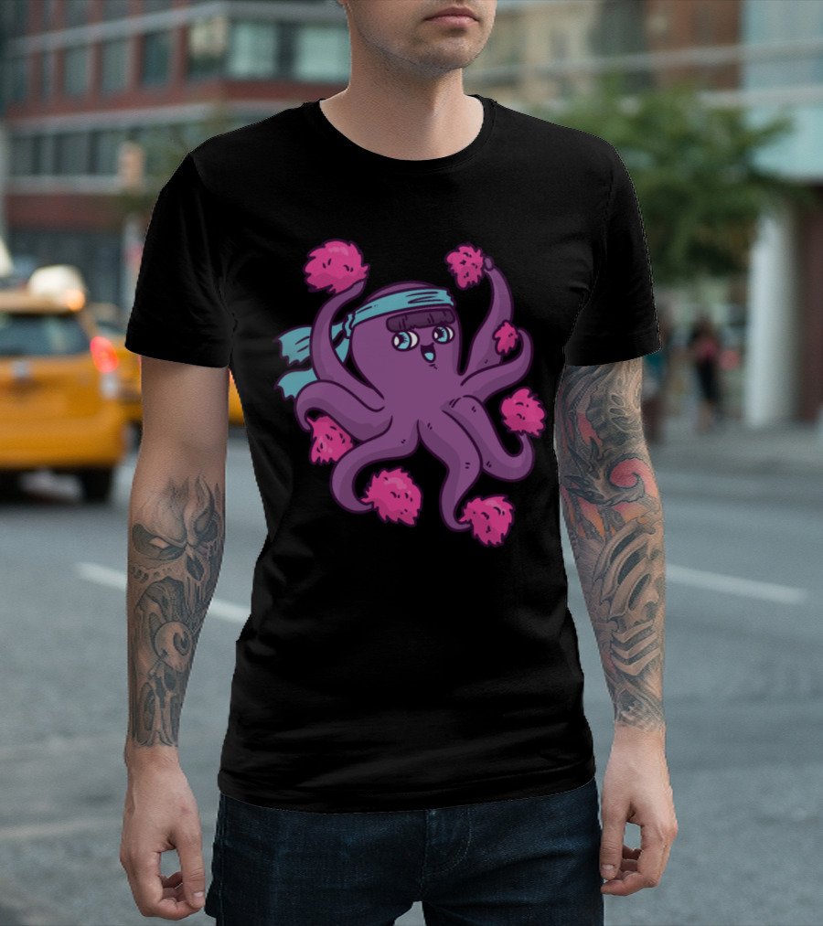 Cheerleader Octopus Cheerleading Dance Football T-Shirt