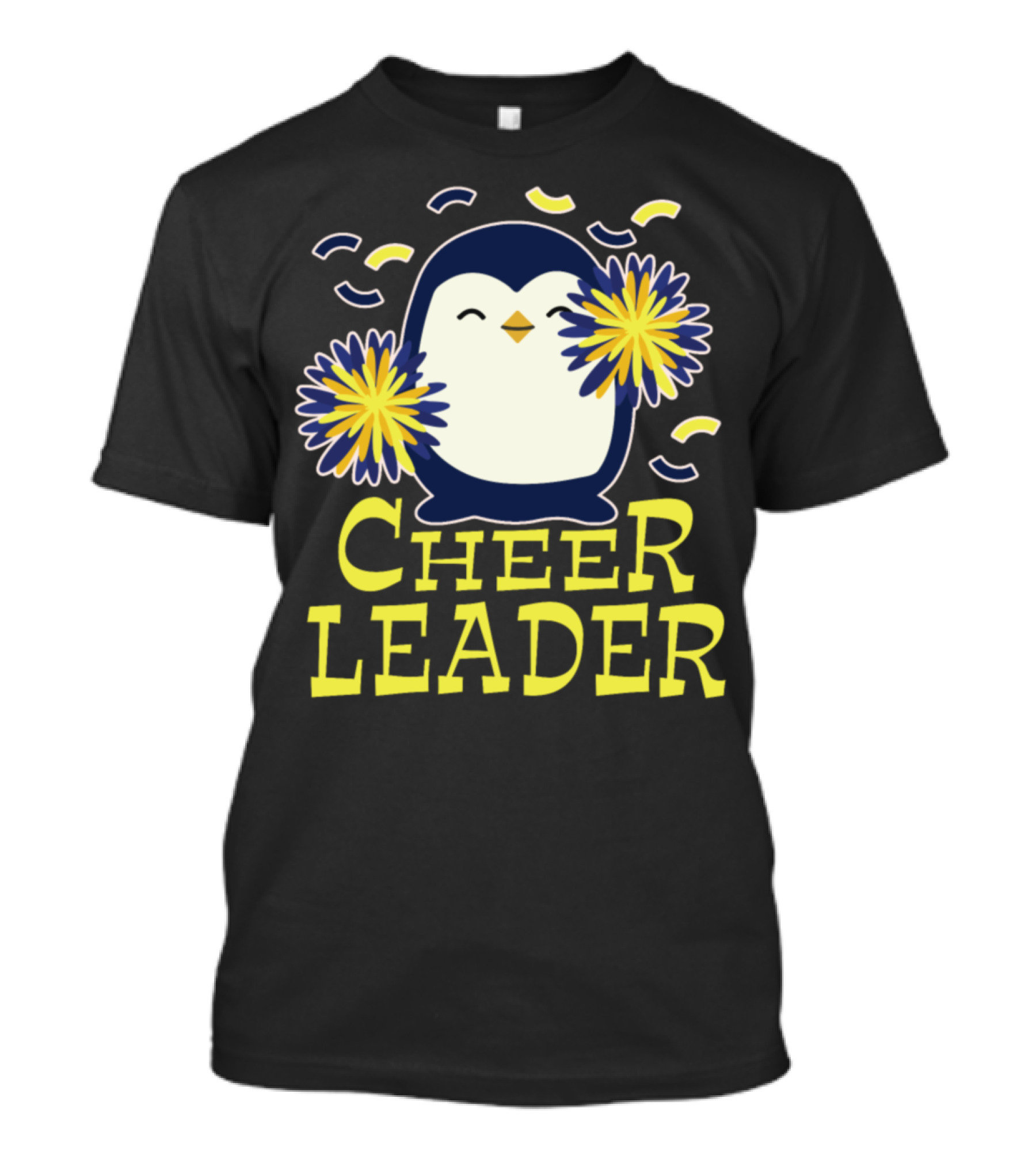 Cheerleader Cheerleading Penguin Pom Poms T-Shirt
