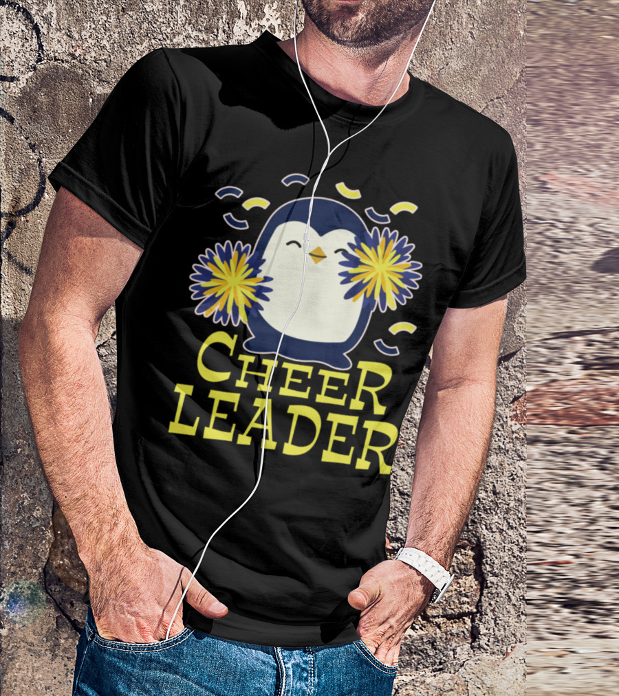 Cheerleader Cheerleading Penguin Pom Poms T-Shirt