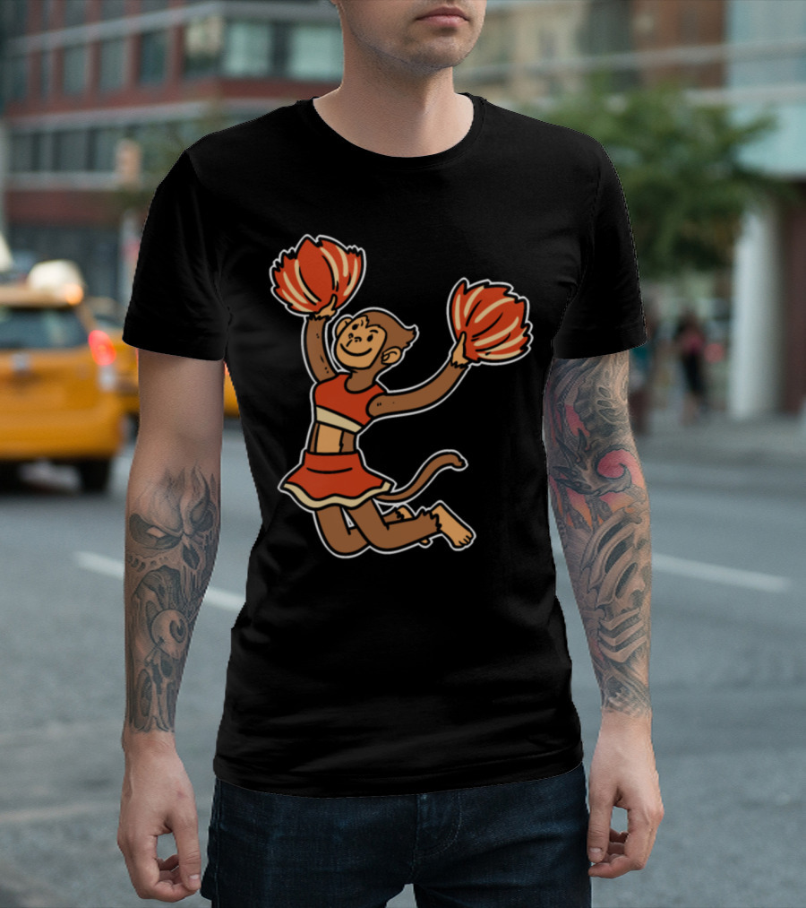 Monkey Cheerleader Football Dance Cheerleading T-Shirt