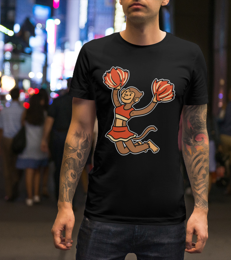 Monkey Cheerleader Football Dance Cheerleading T-Shirt