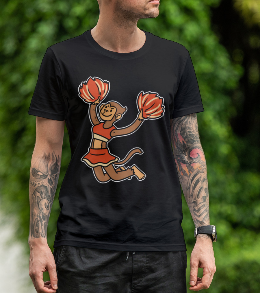 Monkey Cheerleader Football Dance Cheerleading T-Shirt
