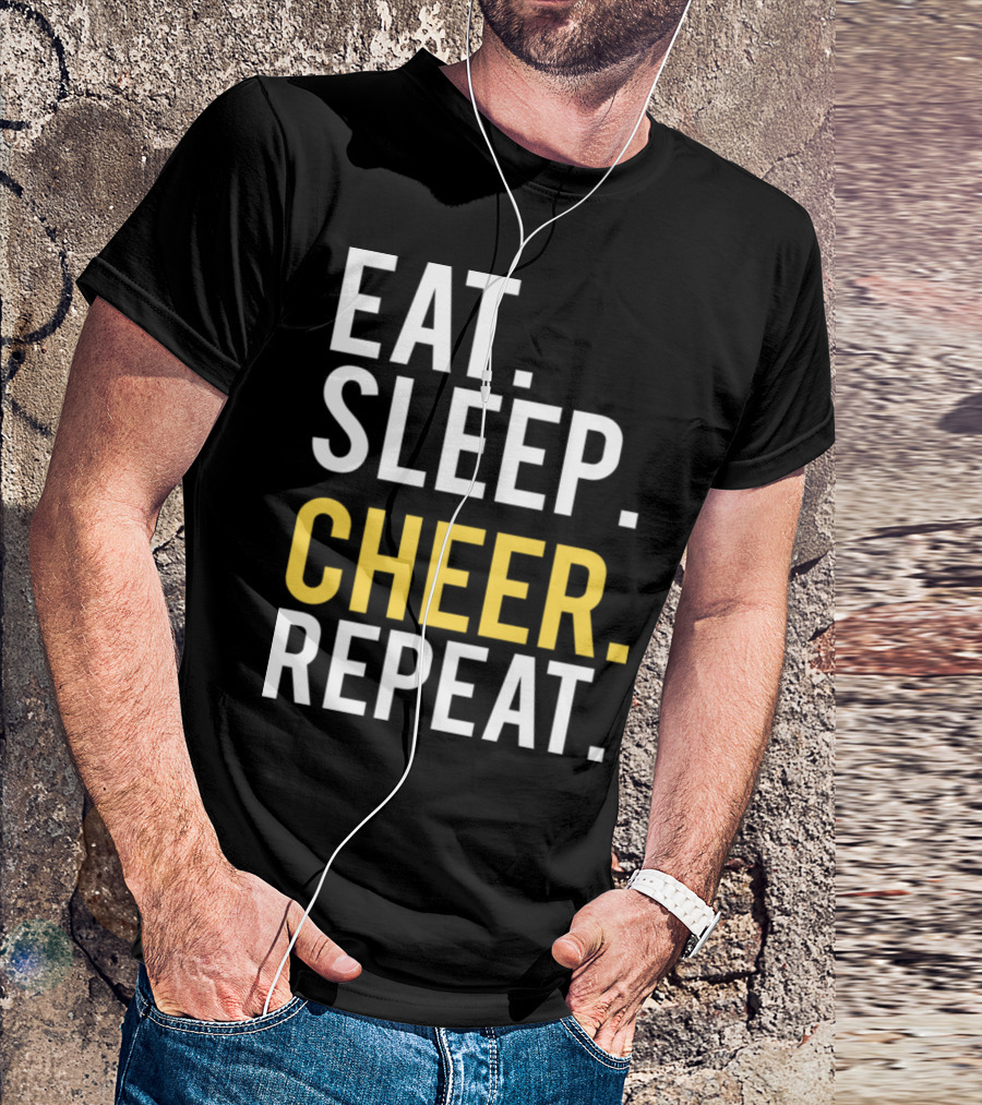 Eat Sleep Cheer Repeat Cheerleading Eatsleepcheerrepeathqtju T-Shirt