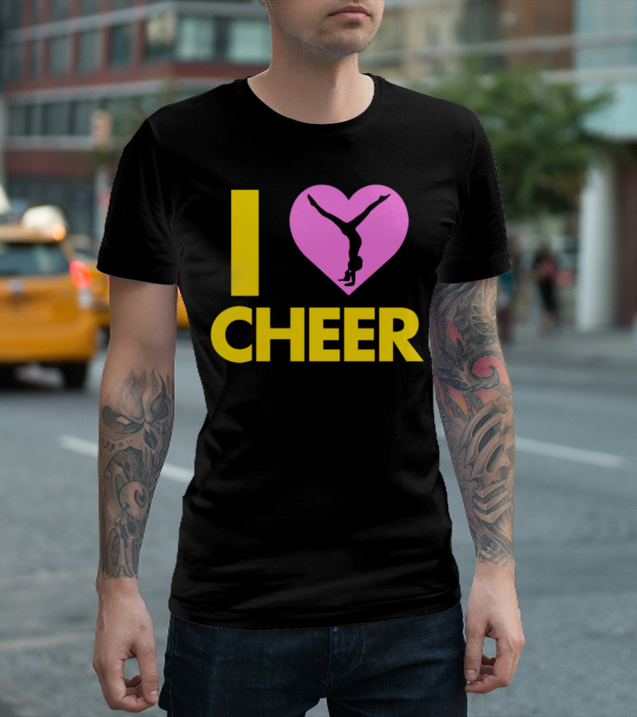 I Love Cheer Cheerleading Stunt Heart T-Shirt