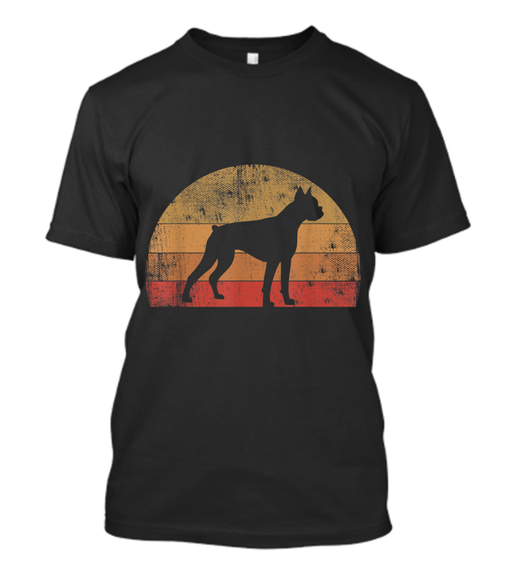 Boxer Dog Owner Retro Vintage 70s 80s Silhouette Striped Sunset T-Shirt