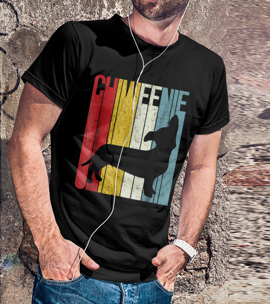 Chiweenie Vintage Striped Cute Dog T-Shirt