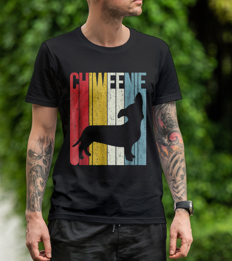 Chiweenie Vintage Striped Cute Dog T-Shirt