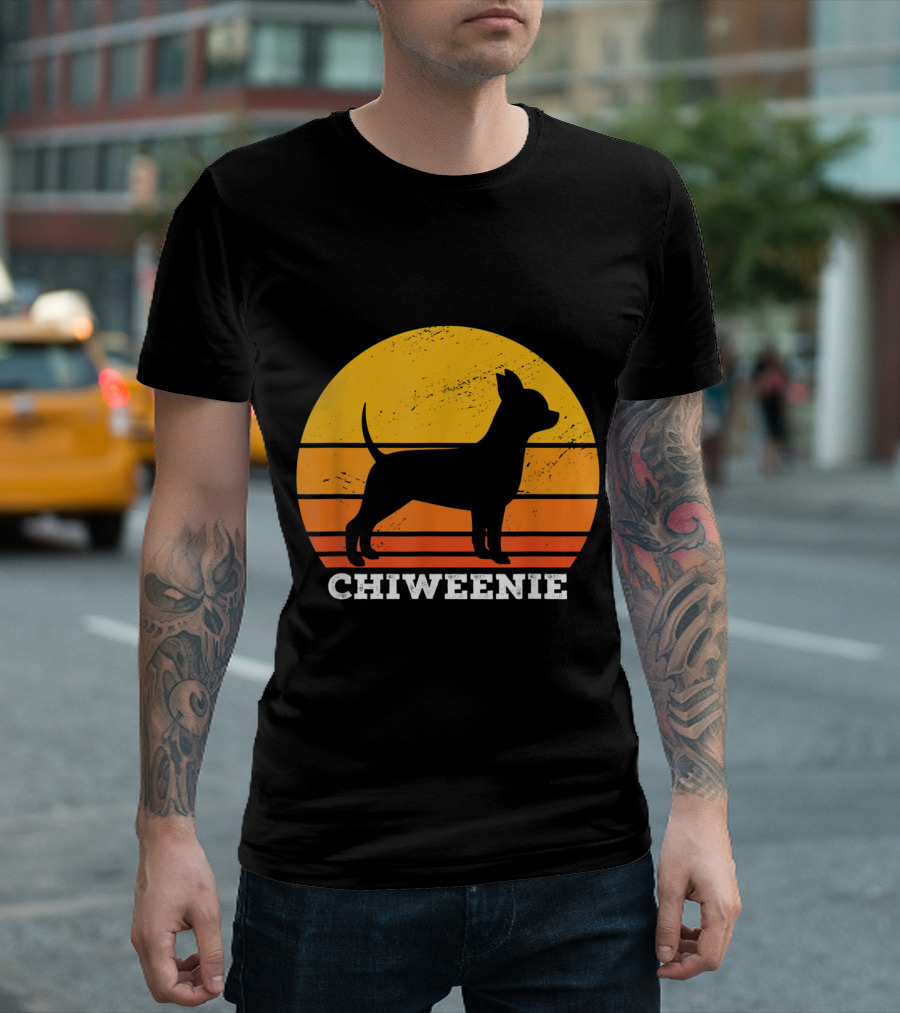 Chiweenie Sunset Retro Vintage Chiweenie Dog T-Shirt