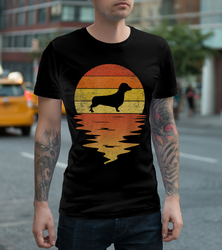 Dachshund Vintage 70s Retro Sunset T-Shirt