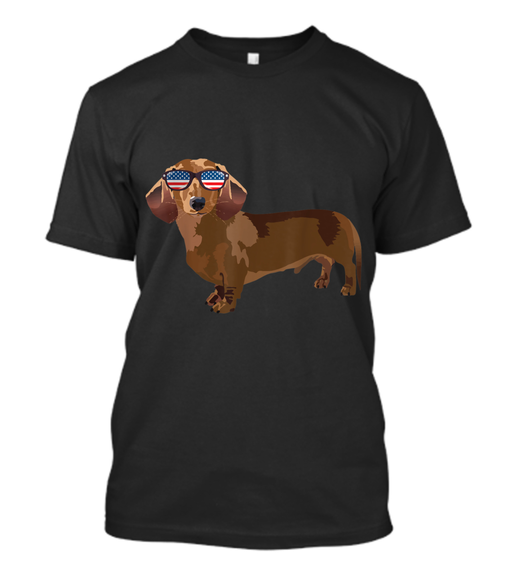 Funny Dachshund Lover American Flag Sunglasses T-Shirt